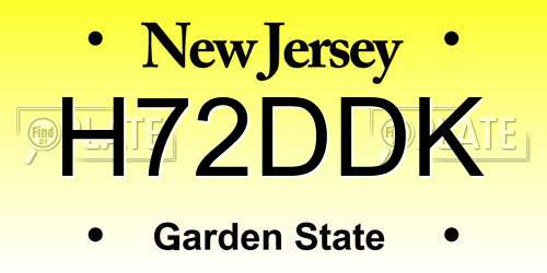 H72DDK New Jersey License Plate