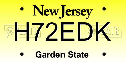 H72EDK New Jersey License Plate