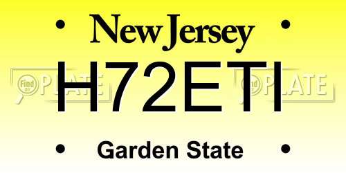 H72ETI New Jersey License Plate