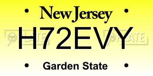 H72EVY New Jersey License Plate
