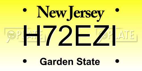 H72EZI New Jersey License Plate