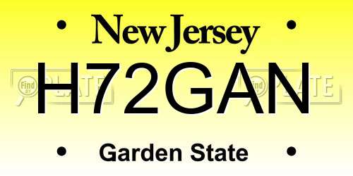 H72GAN New Jersey License Plate