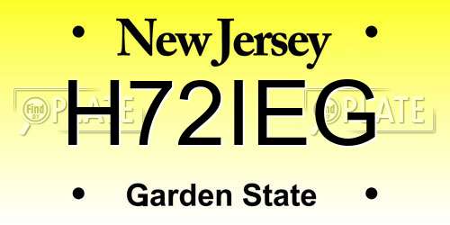 H72IEG New Jersey License Plate