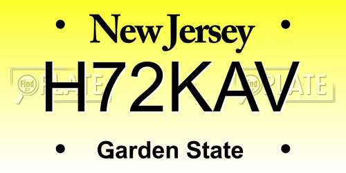 H72KAV New Jersey License Plate