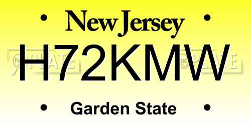 H72KMW New Jersey License Plate