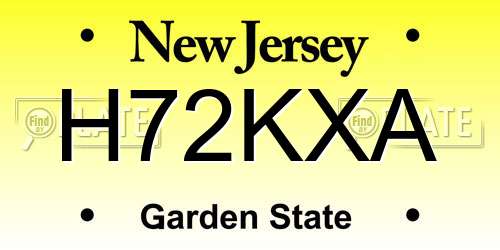 H72KXA New Jersey License Plate