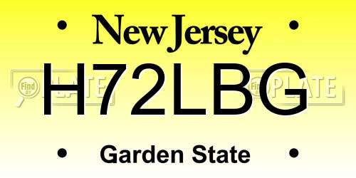 H72LBG New Jersey License Plate