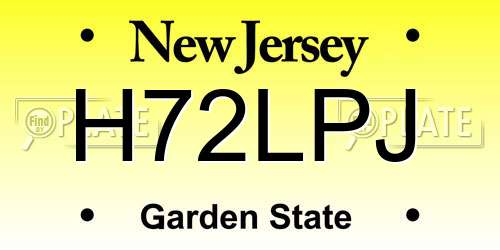 H72LPJ New Jersey License Plate