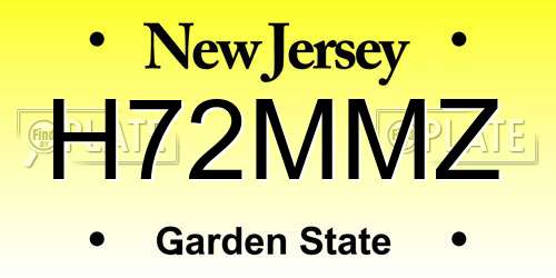 H72MMZ New Jersey License Plate
