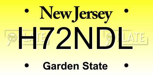 H72NDL New Jersey License Plate