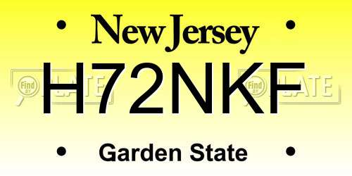 H72NKF New Jersey License Plate