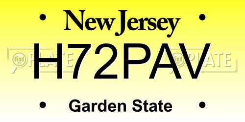 H72PAV New Jersey License Plate