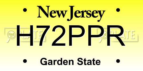 H72PPR New Jersey License Plate