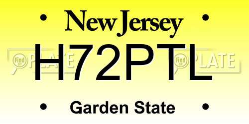 H72PTL New Jersey License Plate