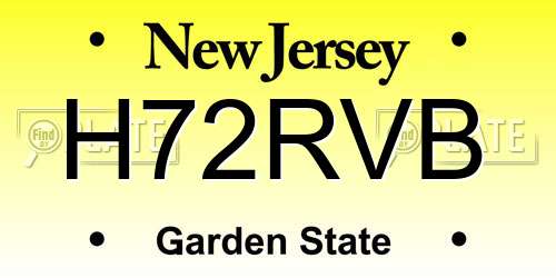 H72RVB New Jersey License Plate