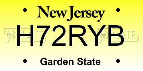 H72RYB New Jersey License Plate