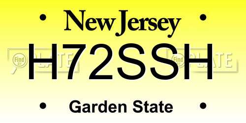 H72SSH New Jersey License Plate