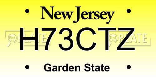 H73CTZ New Jersey License Plate