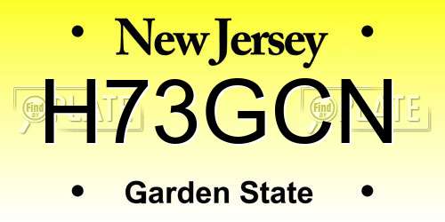 H73GCN New Jersey License Plate