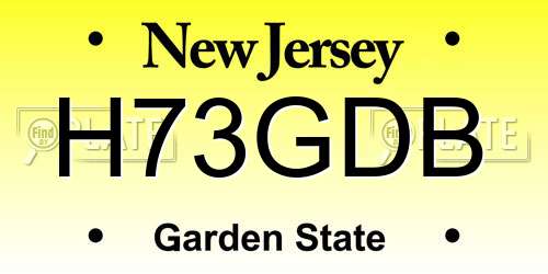 H73GDB New Jersey License Plate