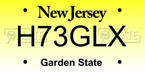 H73GLX New Jersey License Plate