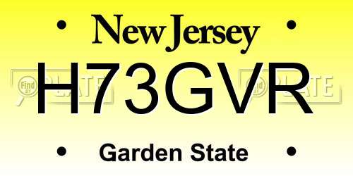 H73GVR New Jersey License Plate