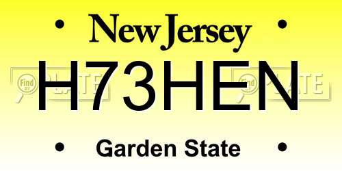 H73HEN New Jersey License Plate