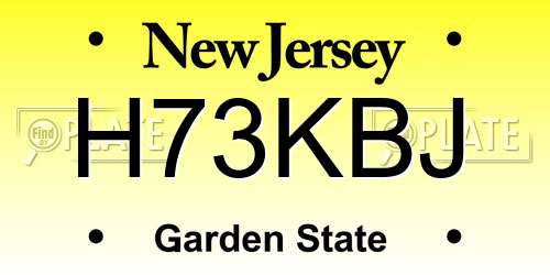 H73KBJ New Jersey License Plate