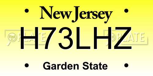 H73LHZ New Jersey License Plate
