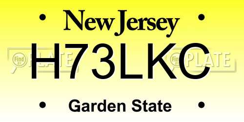 H73LKC New Jersey License Plate