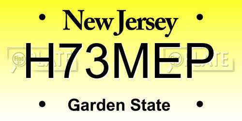 H73MEP New Jersey License Plate