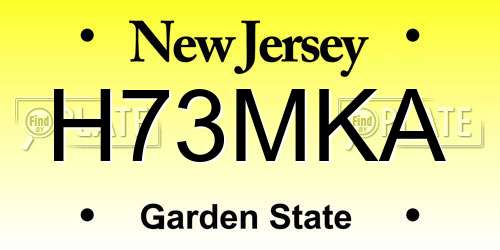 H73MKA New Jersey License Plate
