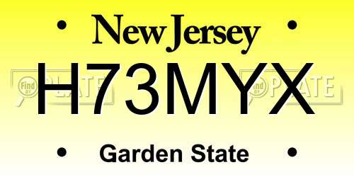 H73MYX New Jersey License Plate