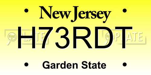 H73RDT New Jersey License Plate