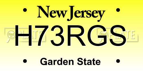 H73RGS New Jersey License Plate