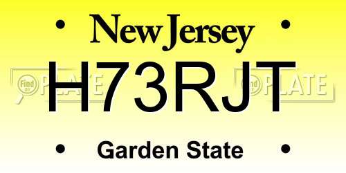 H73RJT New Jersey License Plate
