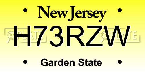 H73RZW New Jersey License Plate