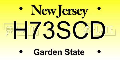 H73SCD New Jersey License Plate
