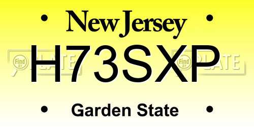 H73SXP New Jersey License Plate
