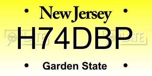 H74DBP New Jersey License Plate