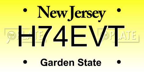 H74EVT New Jersey License Plate