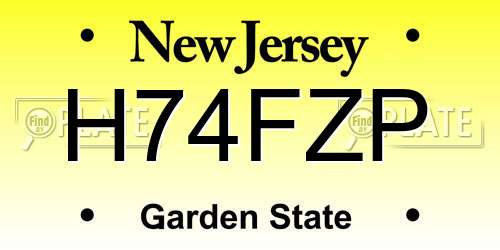 H74FZP New Jersey License Plate