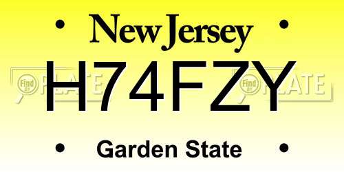 H74FZY New Jersey License Plate