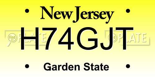 H74GJT New Jersey License Plate