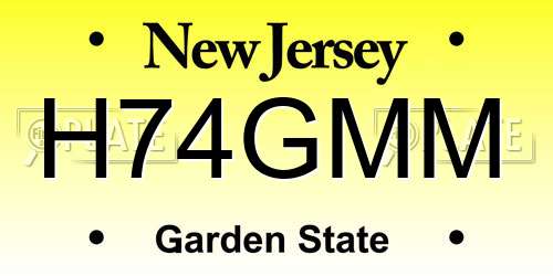 H74GMM New Jersey License Plate