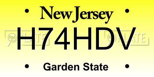 H74HDV New Jersey License Plate
