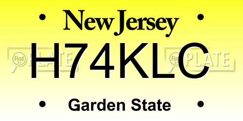 H74KLC New Jersey License Plate