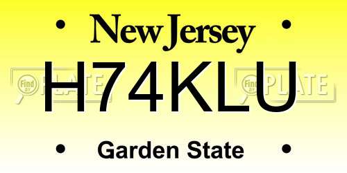 H74KLU New Jersey License Plate