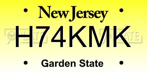 H74KMK New Jersey License Plate