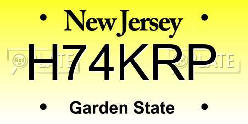 H74KRP New Jersey License Plate